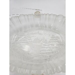 Winter Dreams Glass Bowl with Handle Holiday Dish Display Candy Chocolates